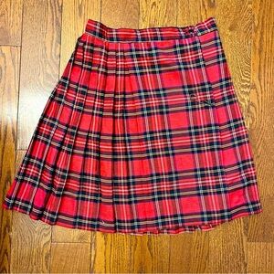 Vintage 90S Y2K Red Tartan Kilt Plaid‎ Skirt Pleated Preppy Holiday Christmas​​